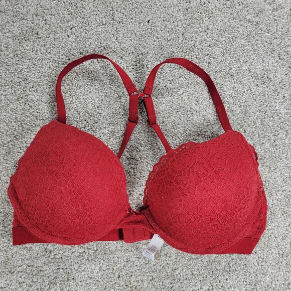 Aerie Everyday Comfort Bra Womens 34B Red Lace Padded Convertible Racerback - Picture 1 of 11